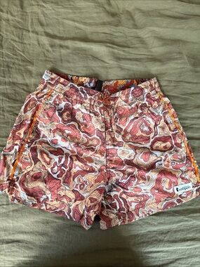 Topo Designs Pink Coral & Orange Topographic Print Shorts
